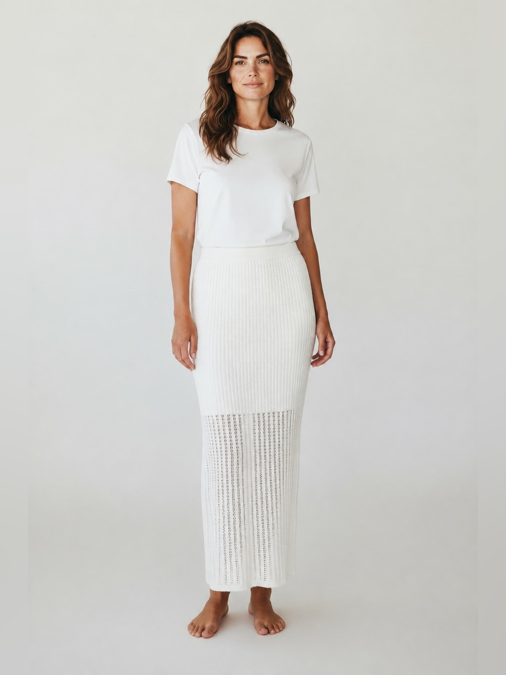 Steve Madden Women’s Pointelle Marshmallow Knit Maxi Skirt Size Large NWT